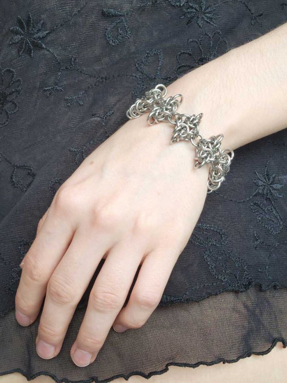 Gothic chunky silver spikes bracelet